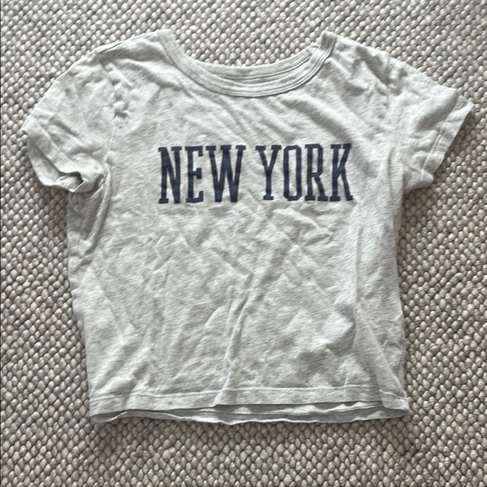 Hollister Gray Crop Top with New York Print